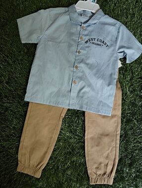 Boys Button Shirt & Jogger Set